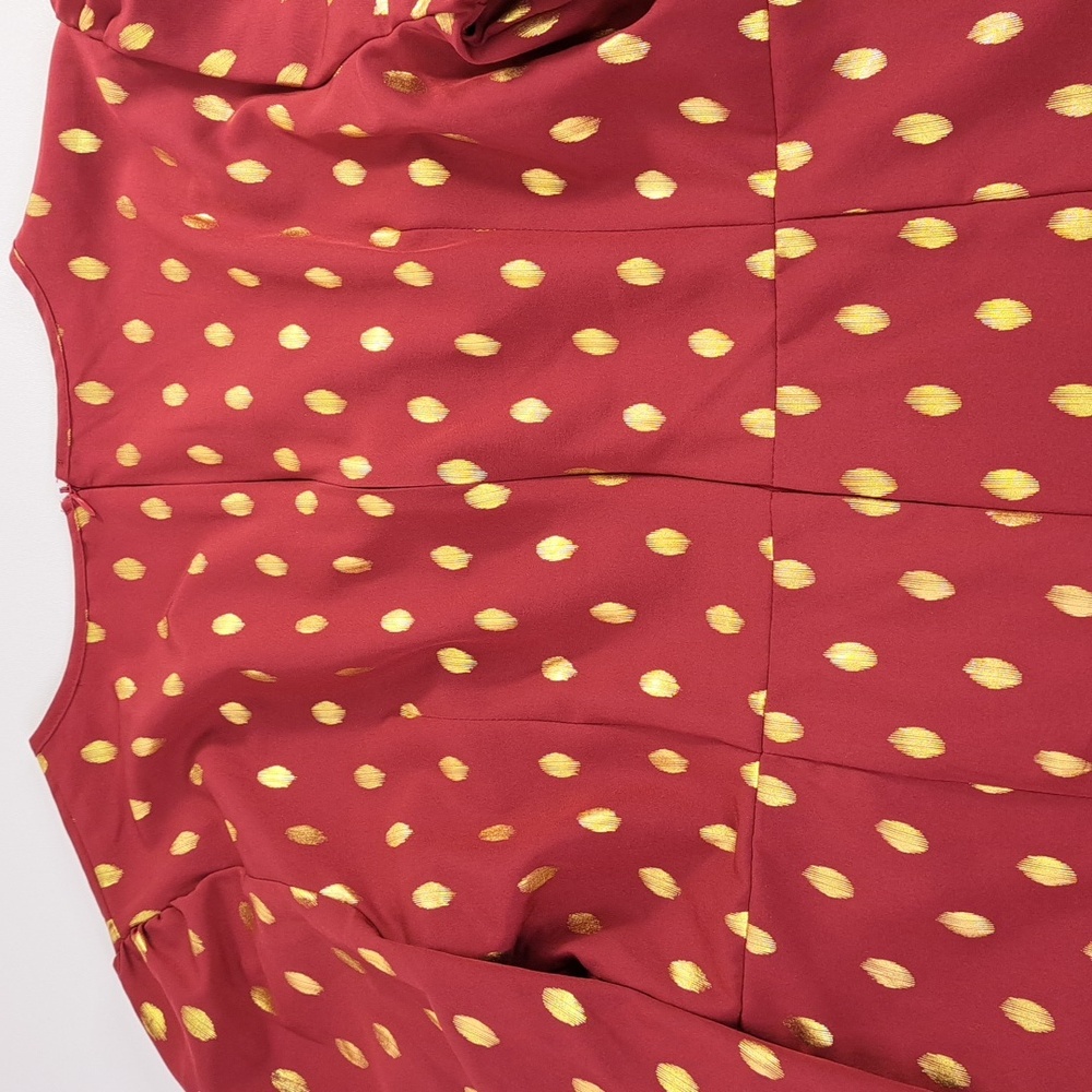 SHEIN Gold Dots Burgundy Red Tunic Size XL US 12 - Picture 11 of 15